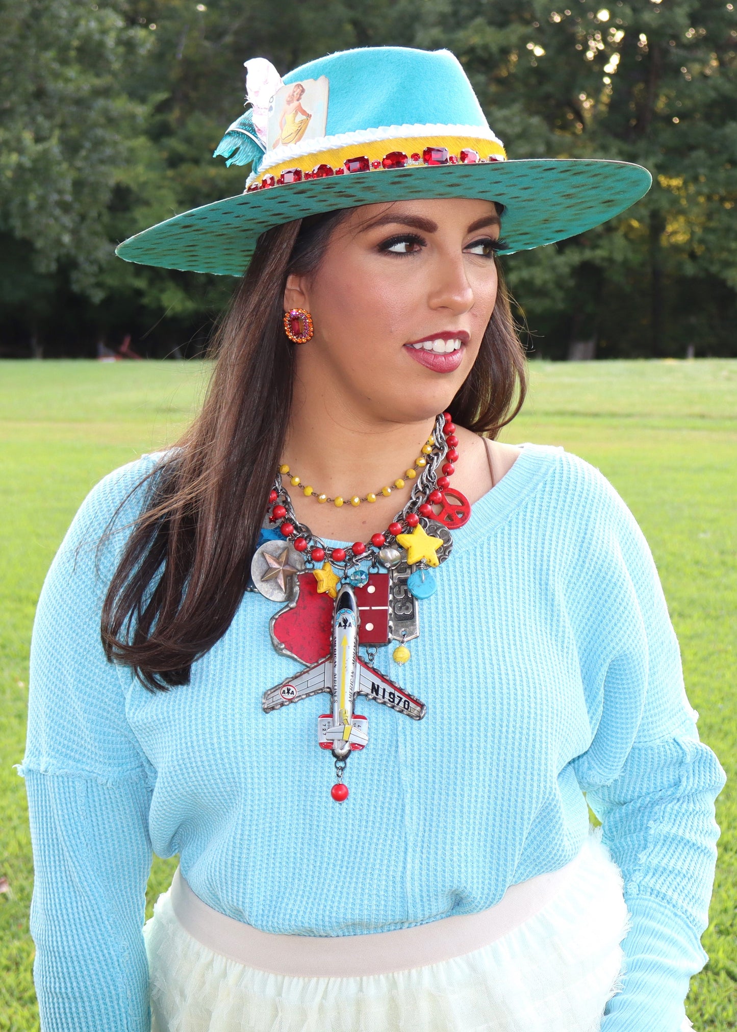 Waffle Round Neck Top - Aqua