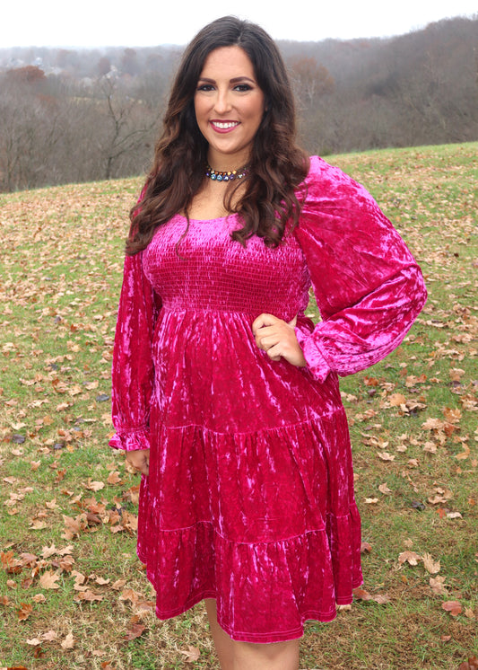 Audacious Ava Dress  - Fuchsia