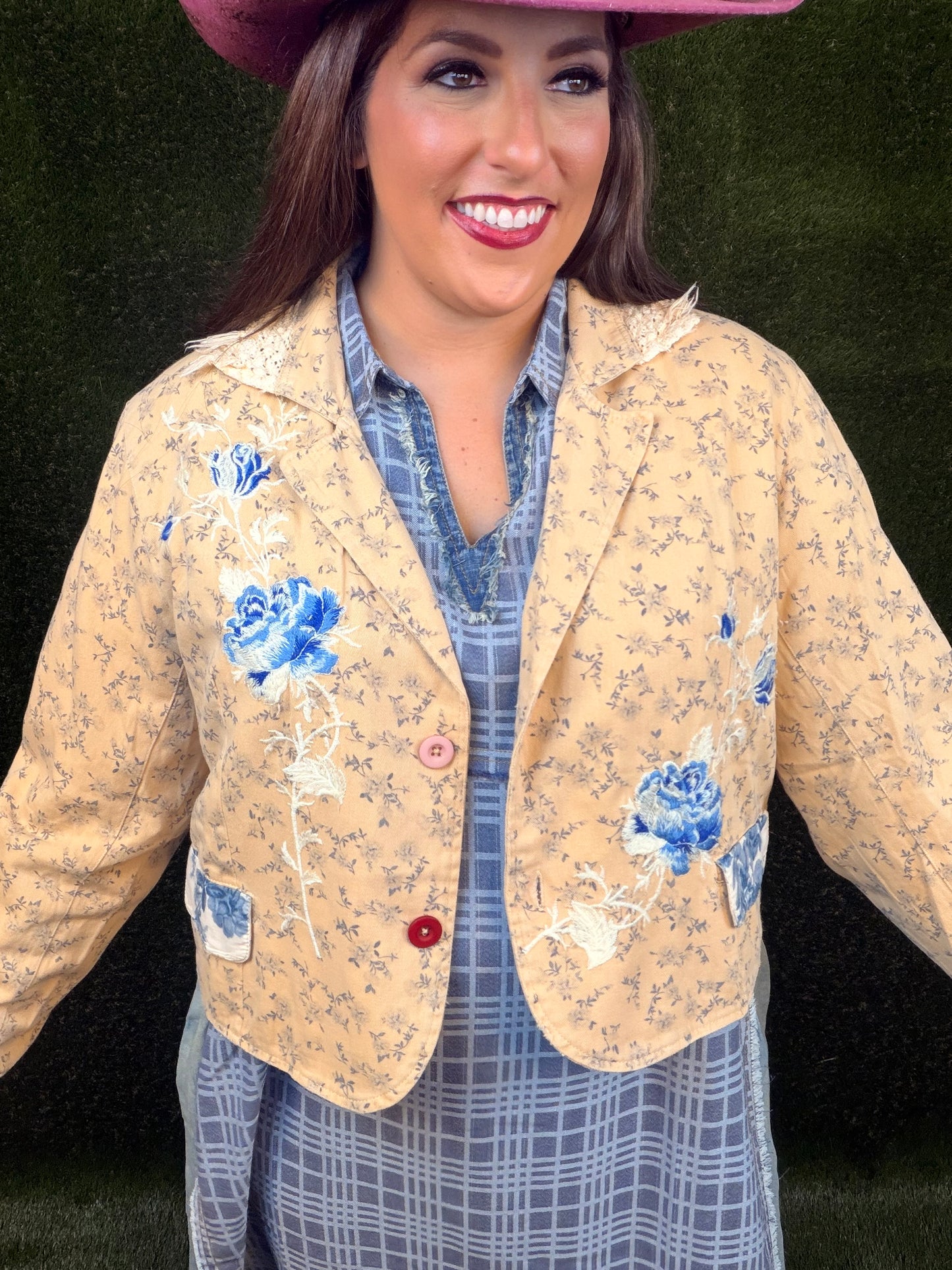 Flora Blue Jacket - Cream