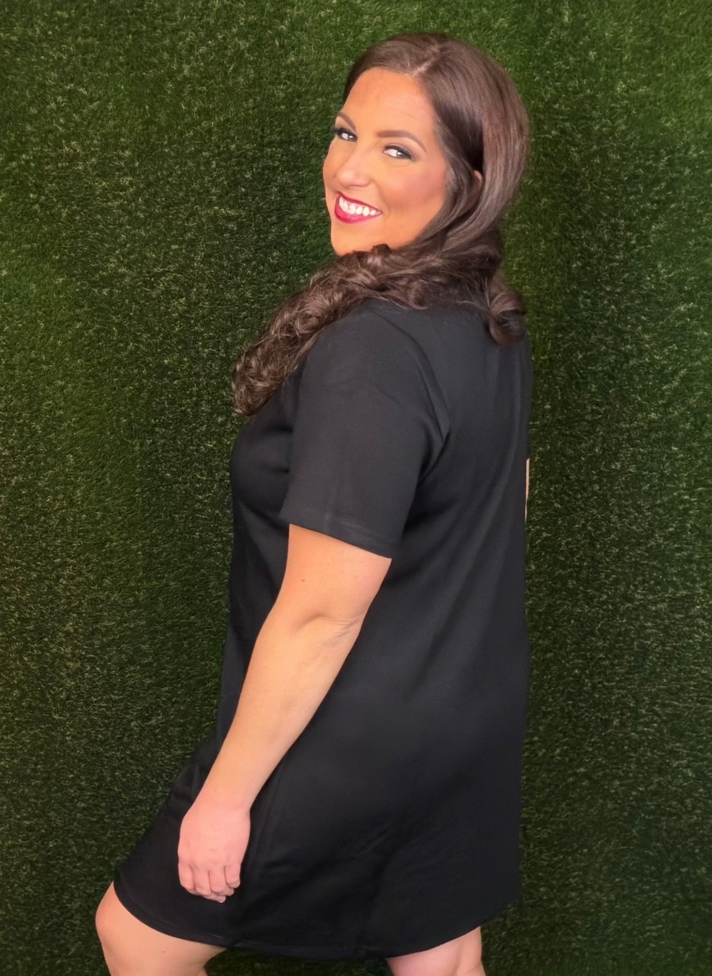 Short Solid T-Shirt Dress Black