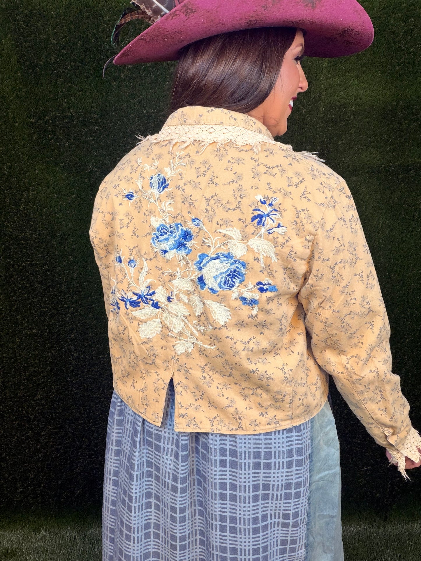 Flora Blue Jacket - Cream