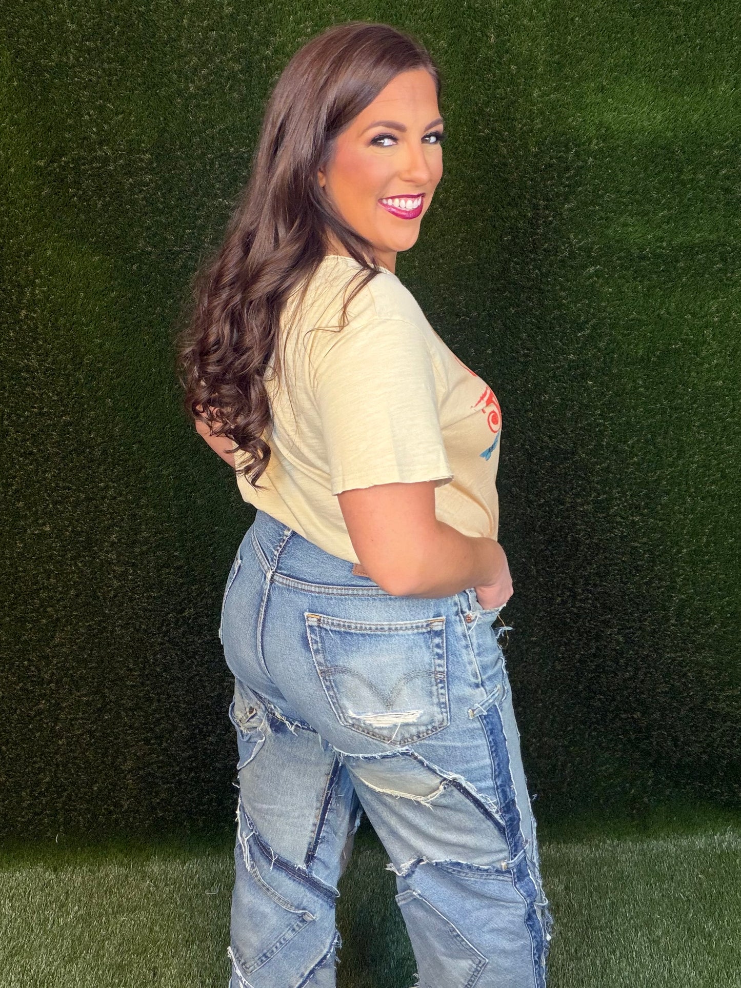 Patched On Up Jeans