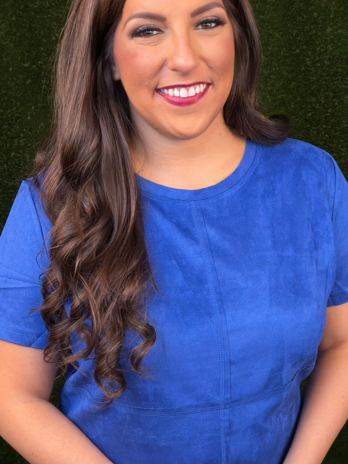 Sally Suede Dress - Cobalt Blue