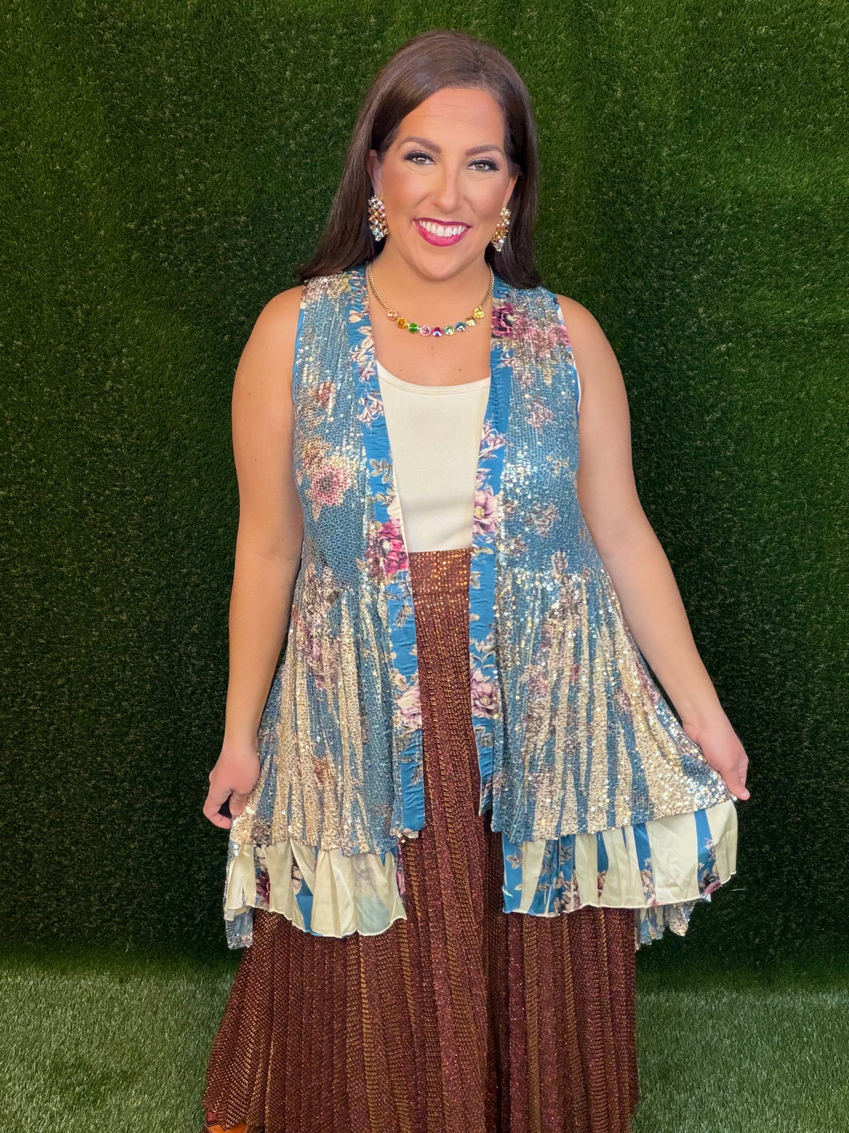 Dripping In Gold Duster - Teal