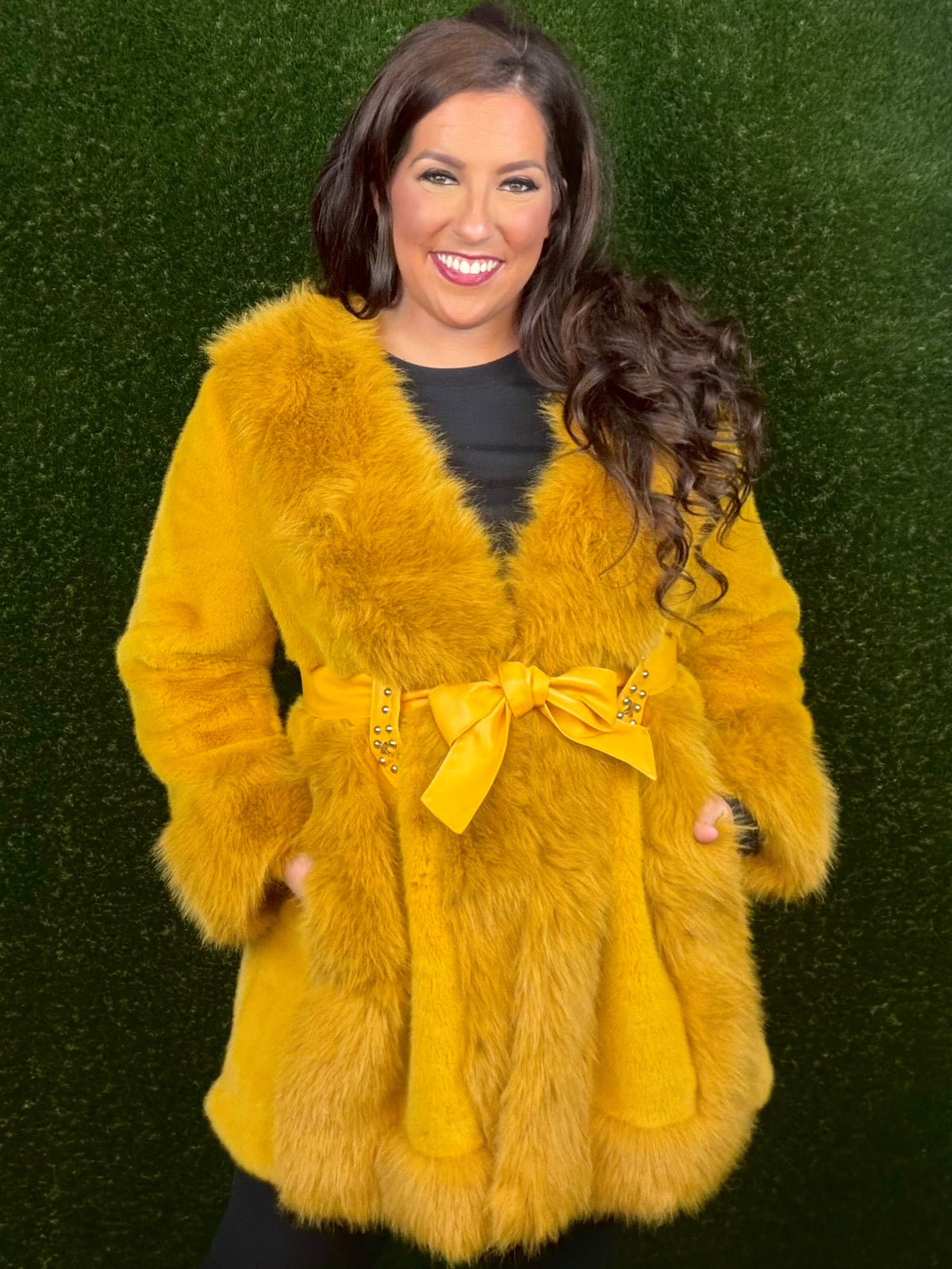 Bonnie and Clyde Fur Jacket - Mustard Gold