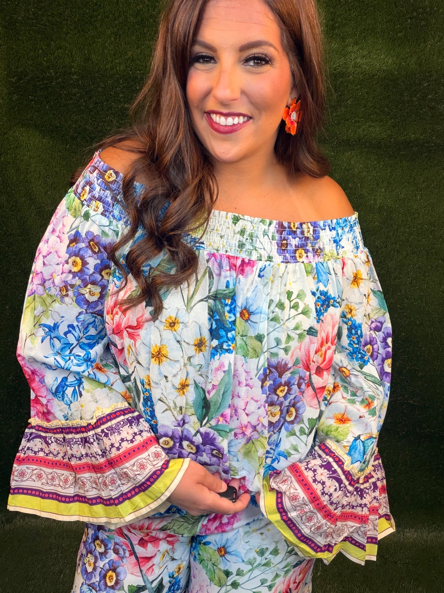 Ibiza Floral Off The Shoulder Blouse