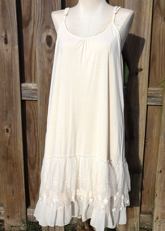 Basic Ruffle Slip Dress - Cream