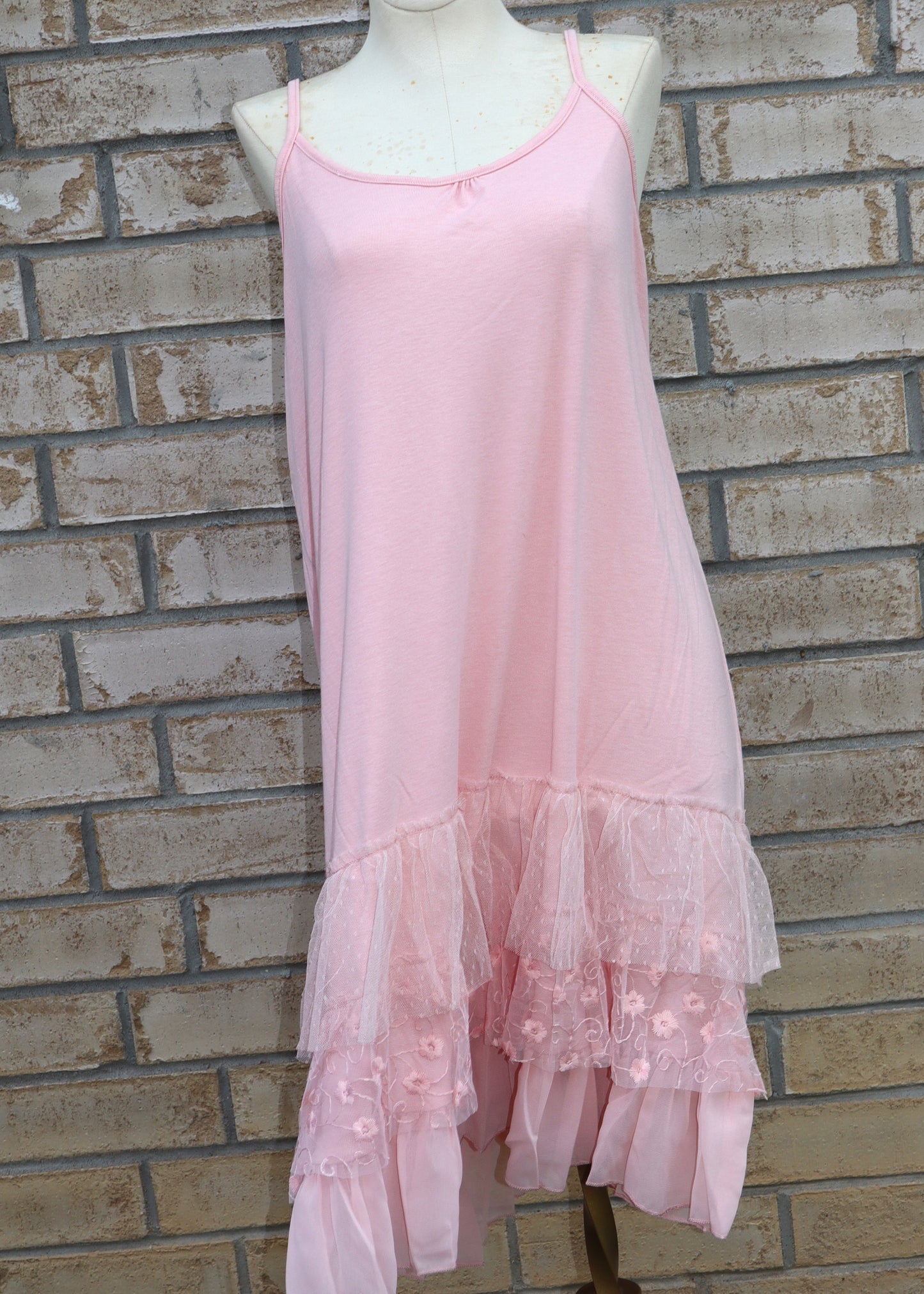 Basic Ruffle Slip Dress - Pink