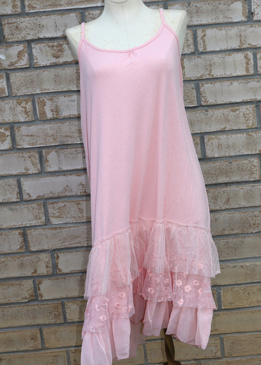 Basic Ruffle Slip Dress - Pink