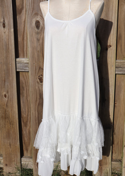 Basic Ruffle Slip Dress - White