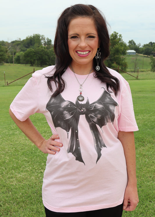 Bat Bow T-Shirt - Pink