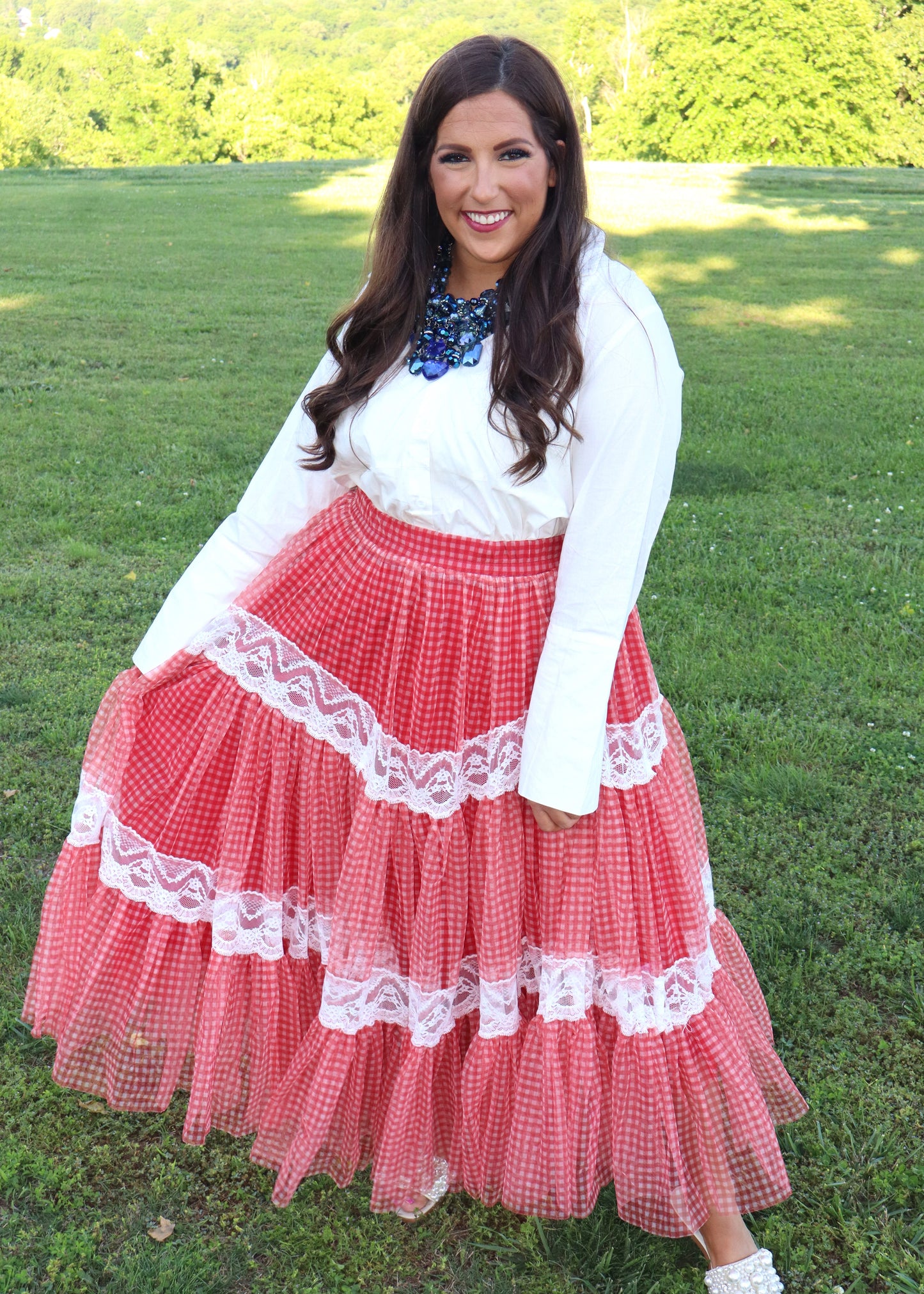 Betsey Gingham Skirt - Red