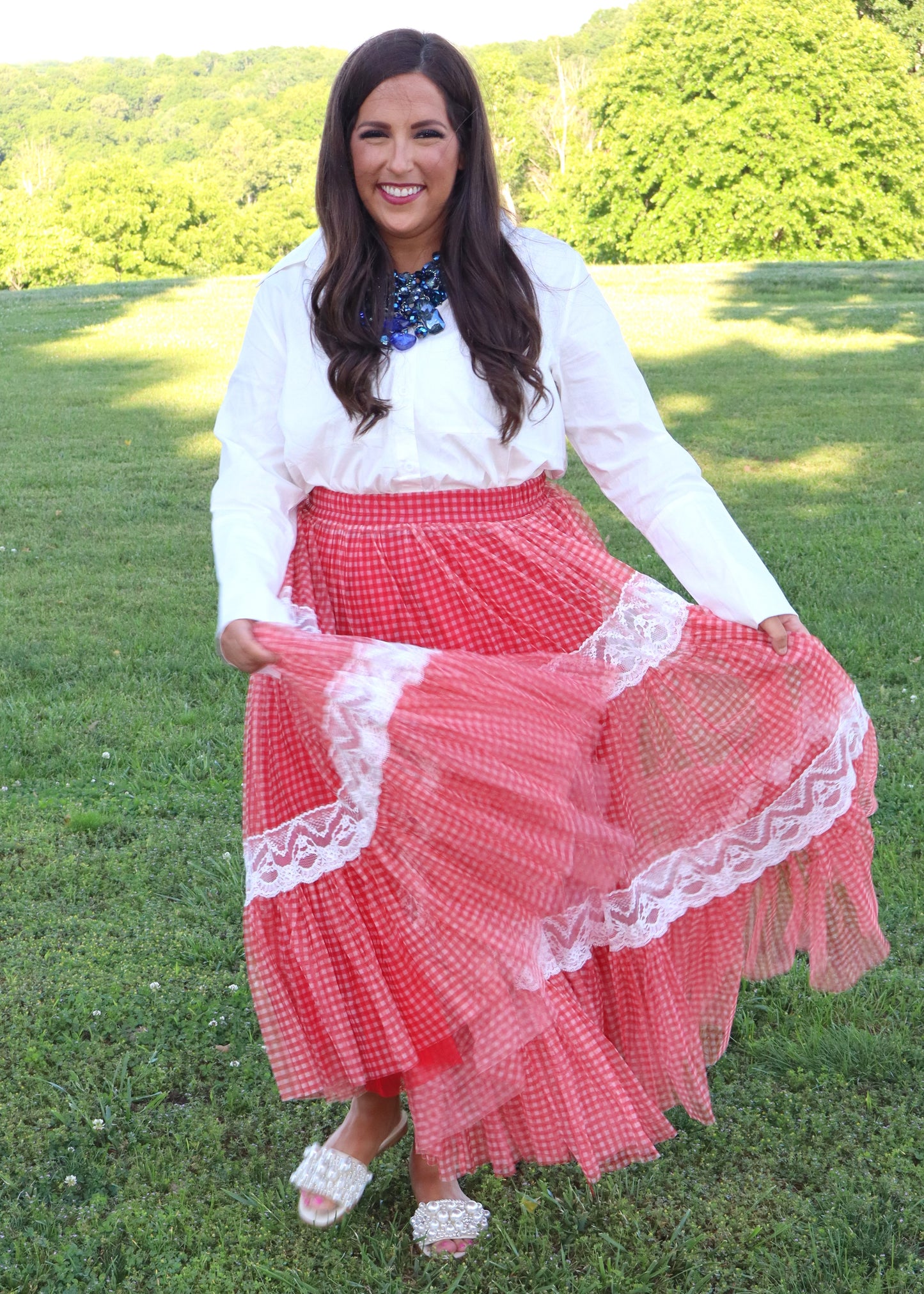 Betsey Gingham Skirt - Red