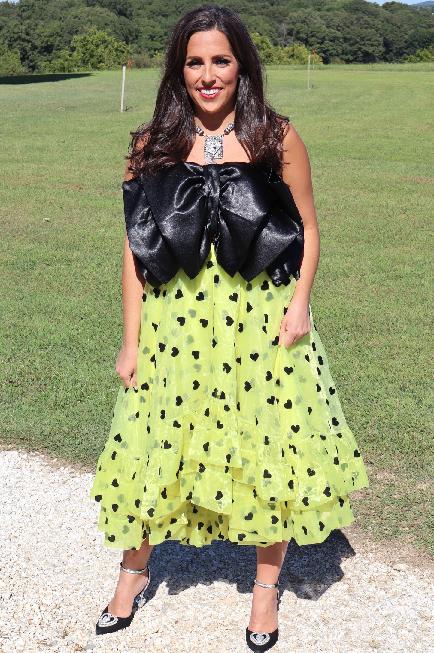 Black Heart, Colorful Soul High/Low Skirt - Neon Yellow