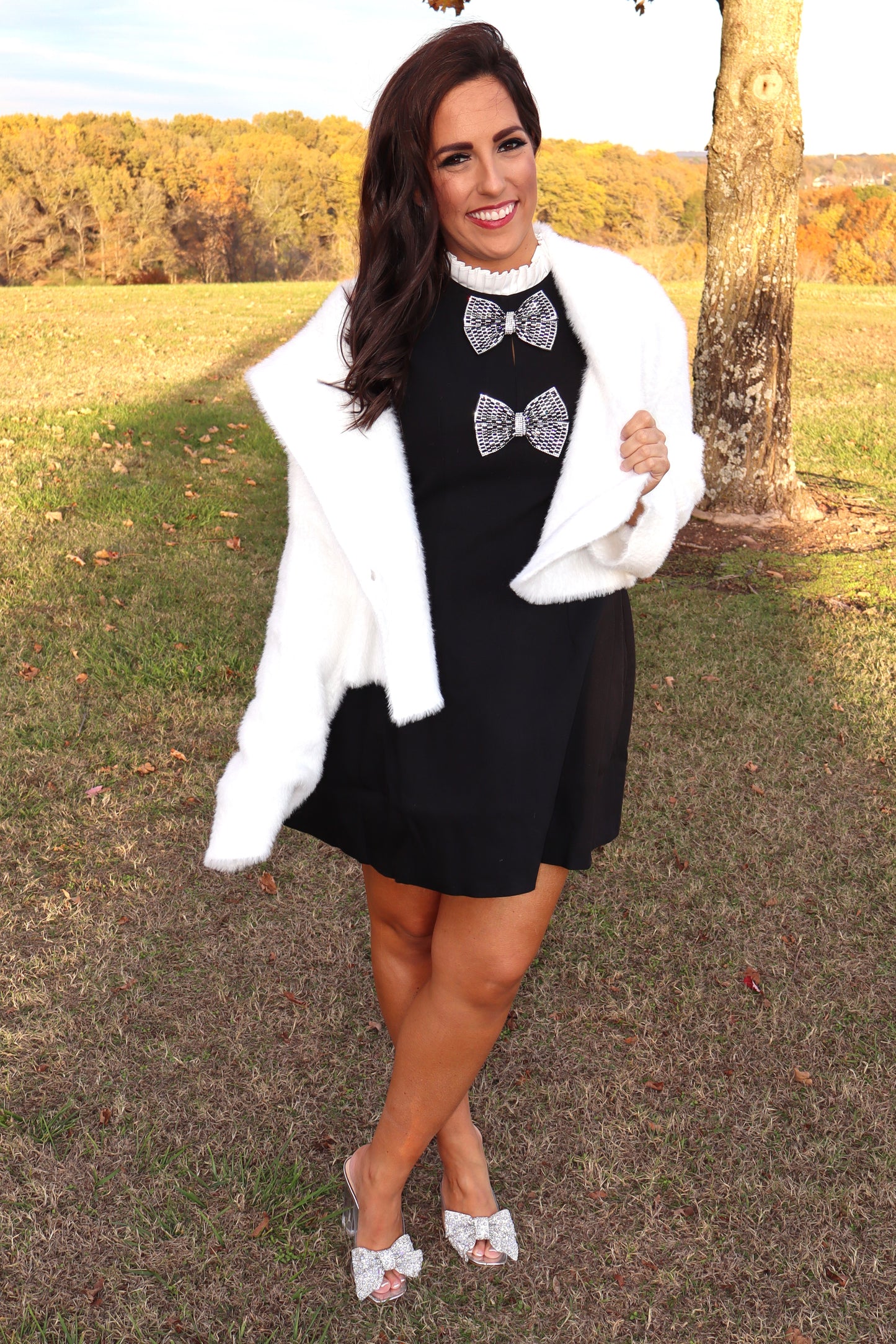 Blair White Collar Bow Dress - Black