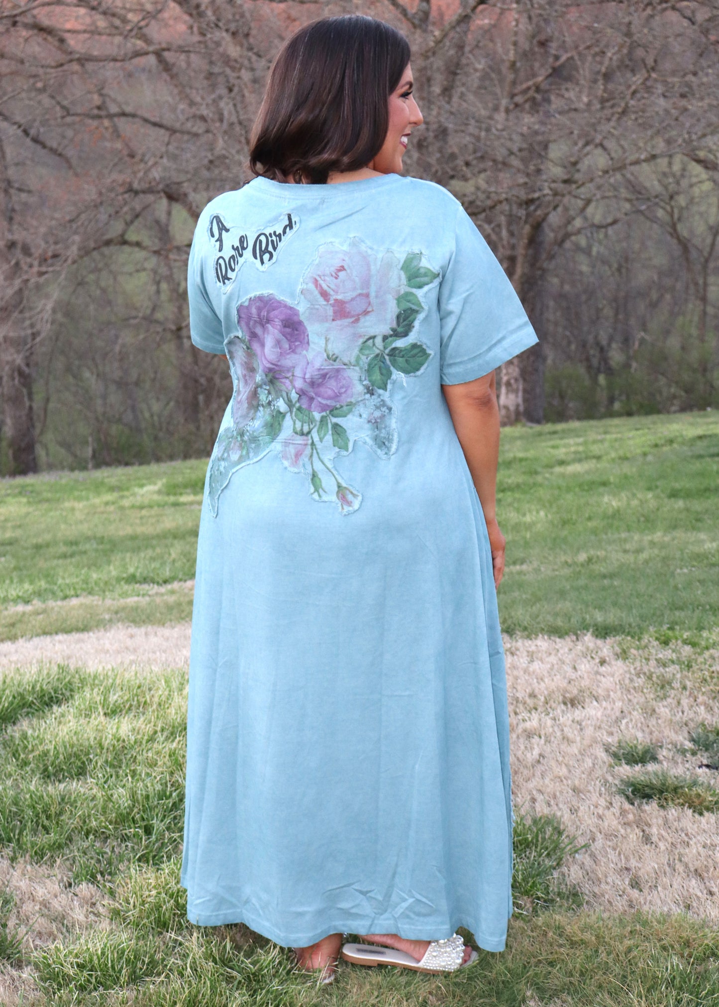 Blue Vintage Butterfly T-Shirt Dress