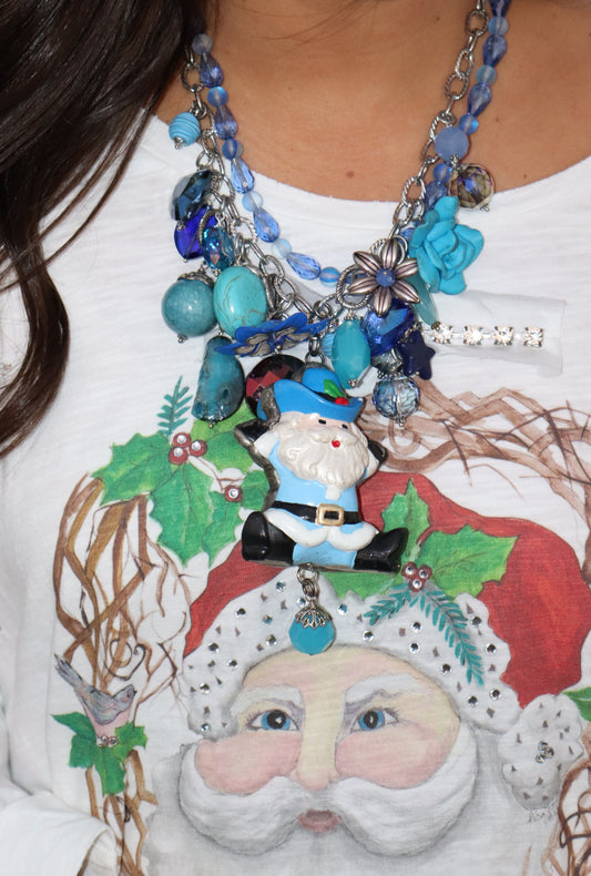 Blue Christmas (Santa) Necklace