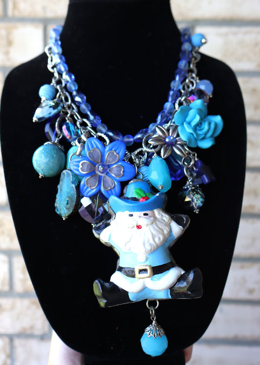 Blue Christmas (Santa) Necklace