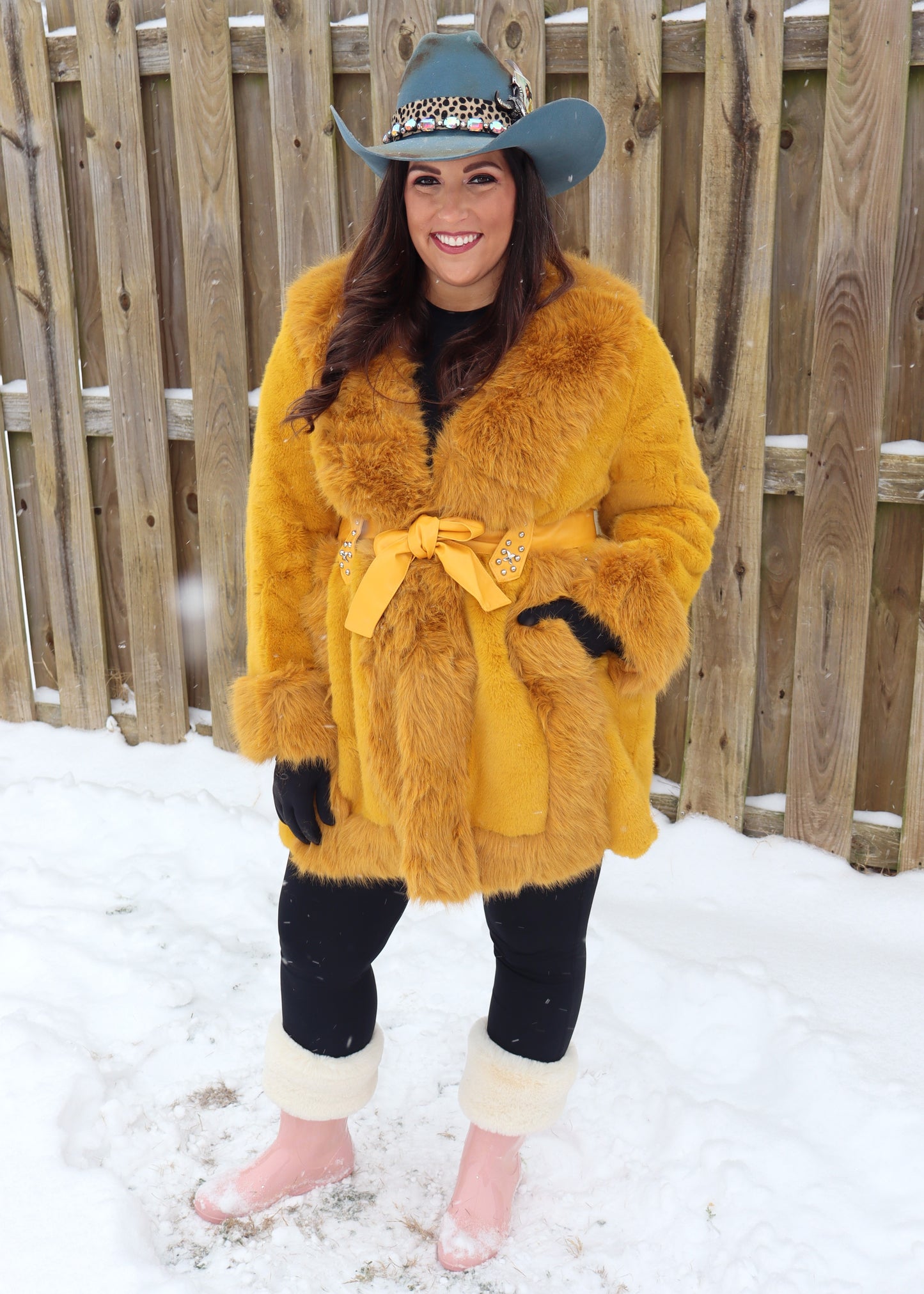 Bonnie and Clyde Fur Jacket - Mustard Gold