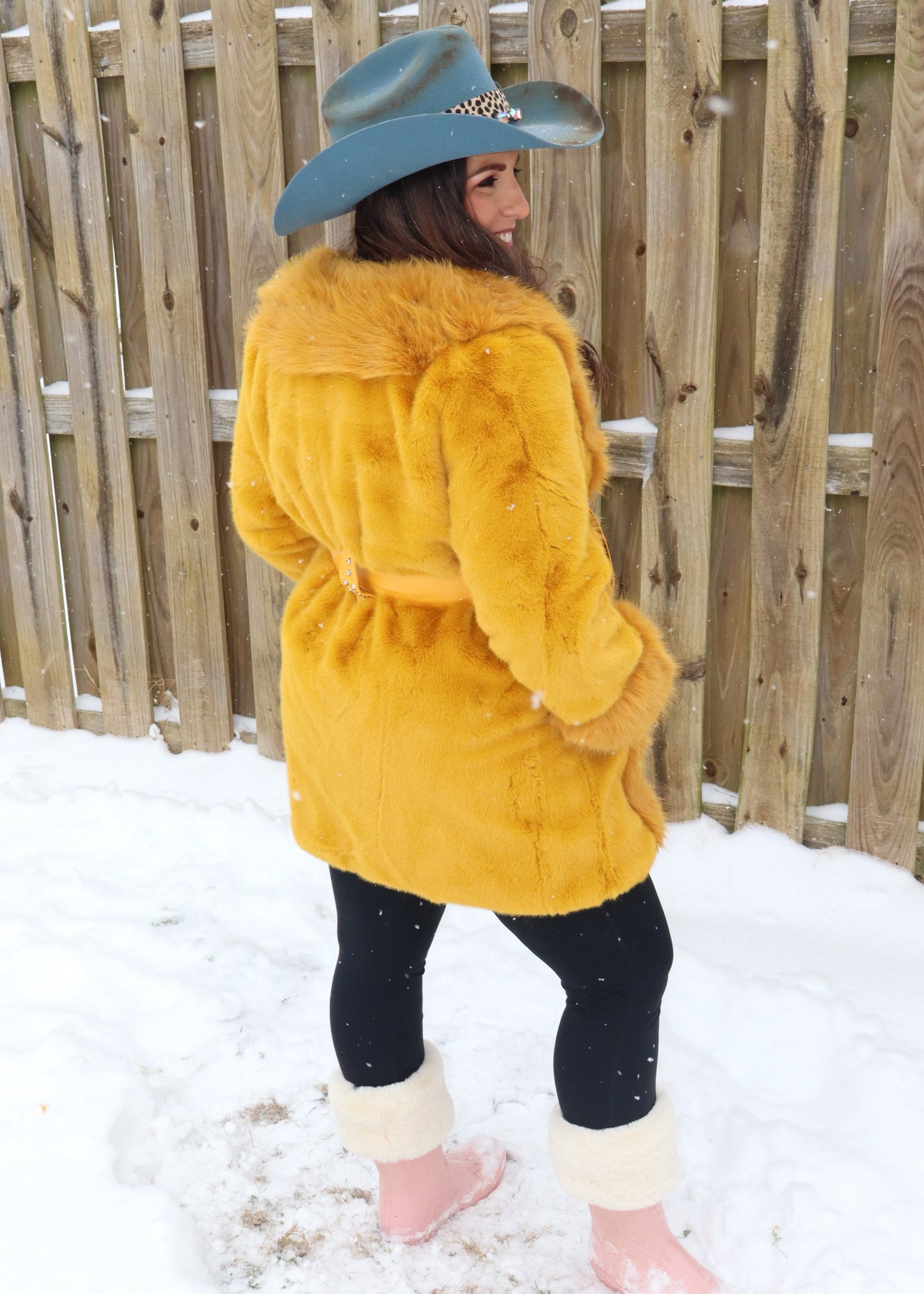 Bonnie and Clyde Fur Jacket - Mustard Gold