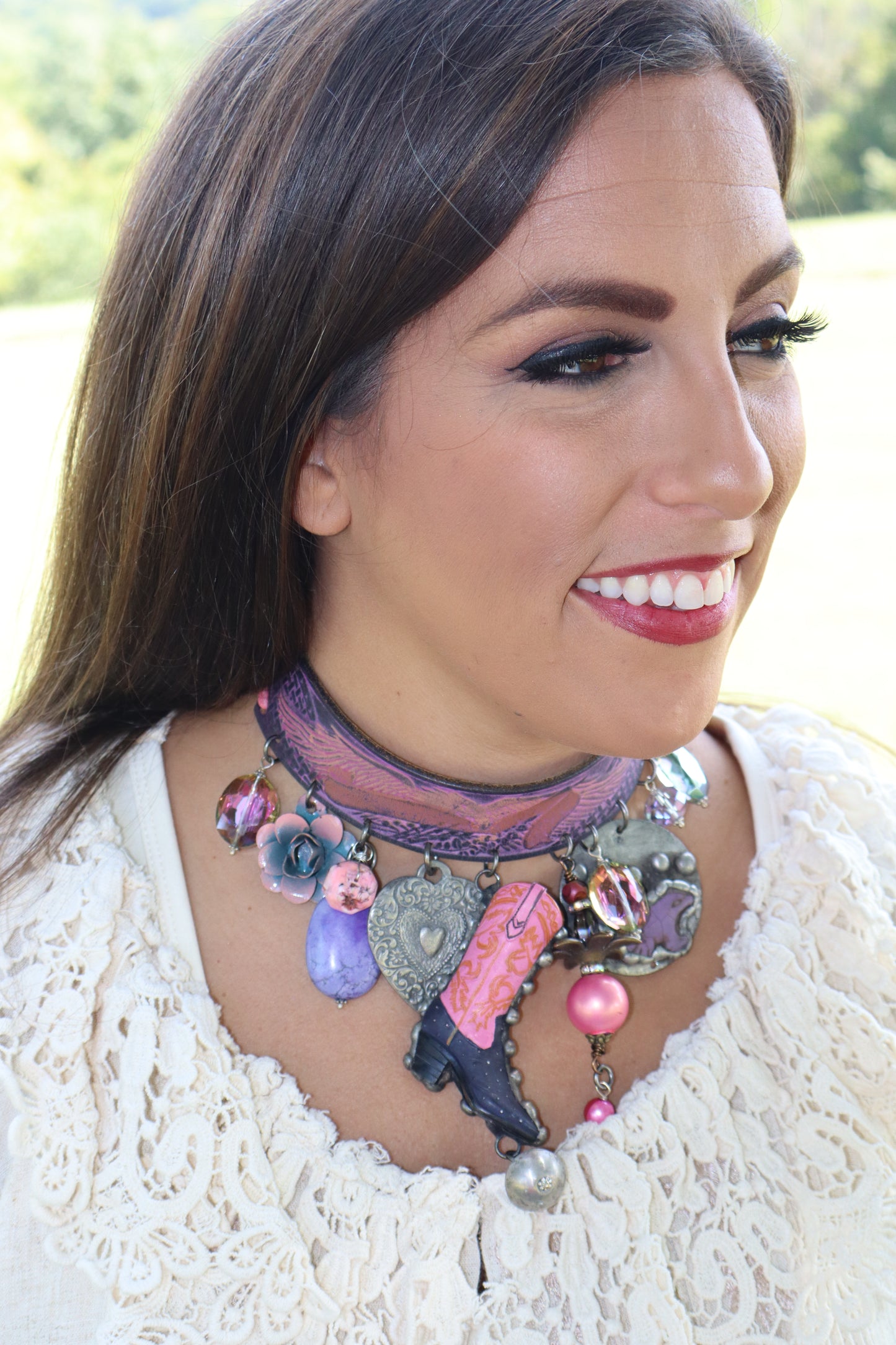 Boots Made For Walking Choker Necklace - Pink