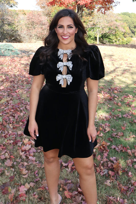 Bow Down To The Bow Velvet Dress