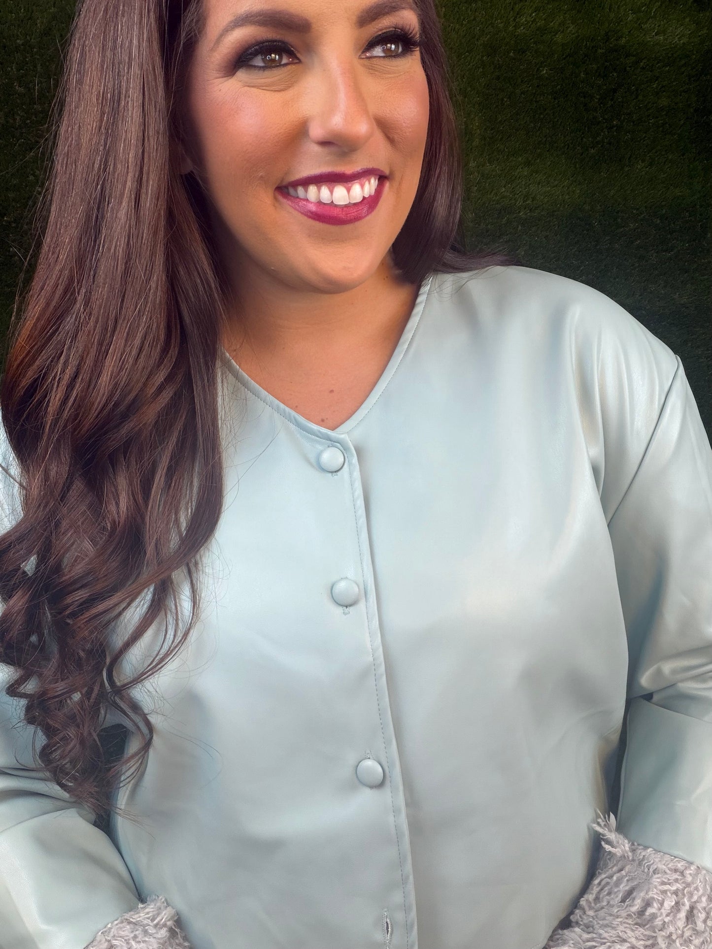 Glacial Mint Faux Leather Jacket