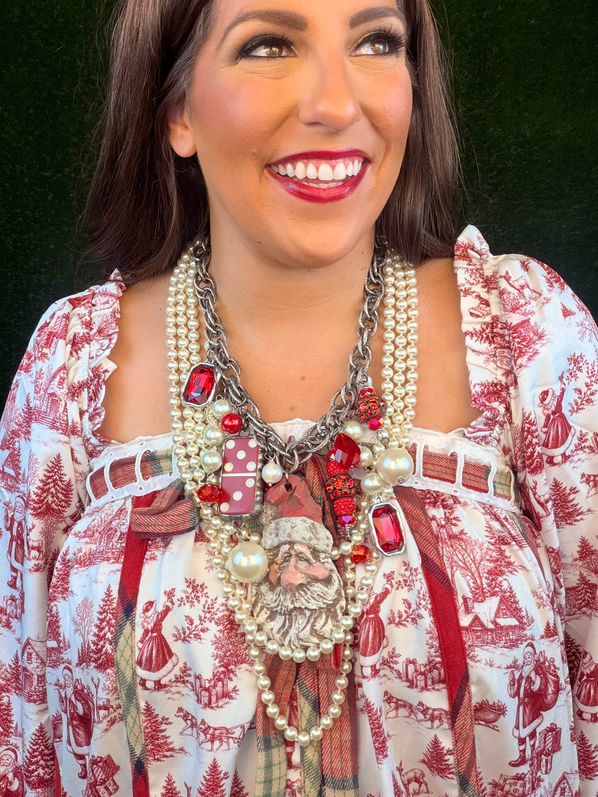 Old Time Christmas Santa Necklace
