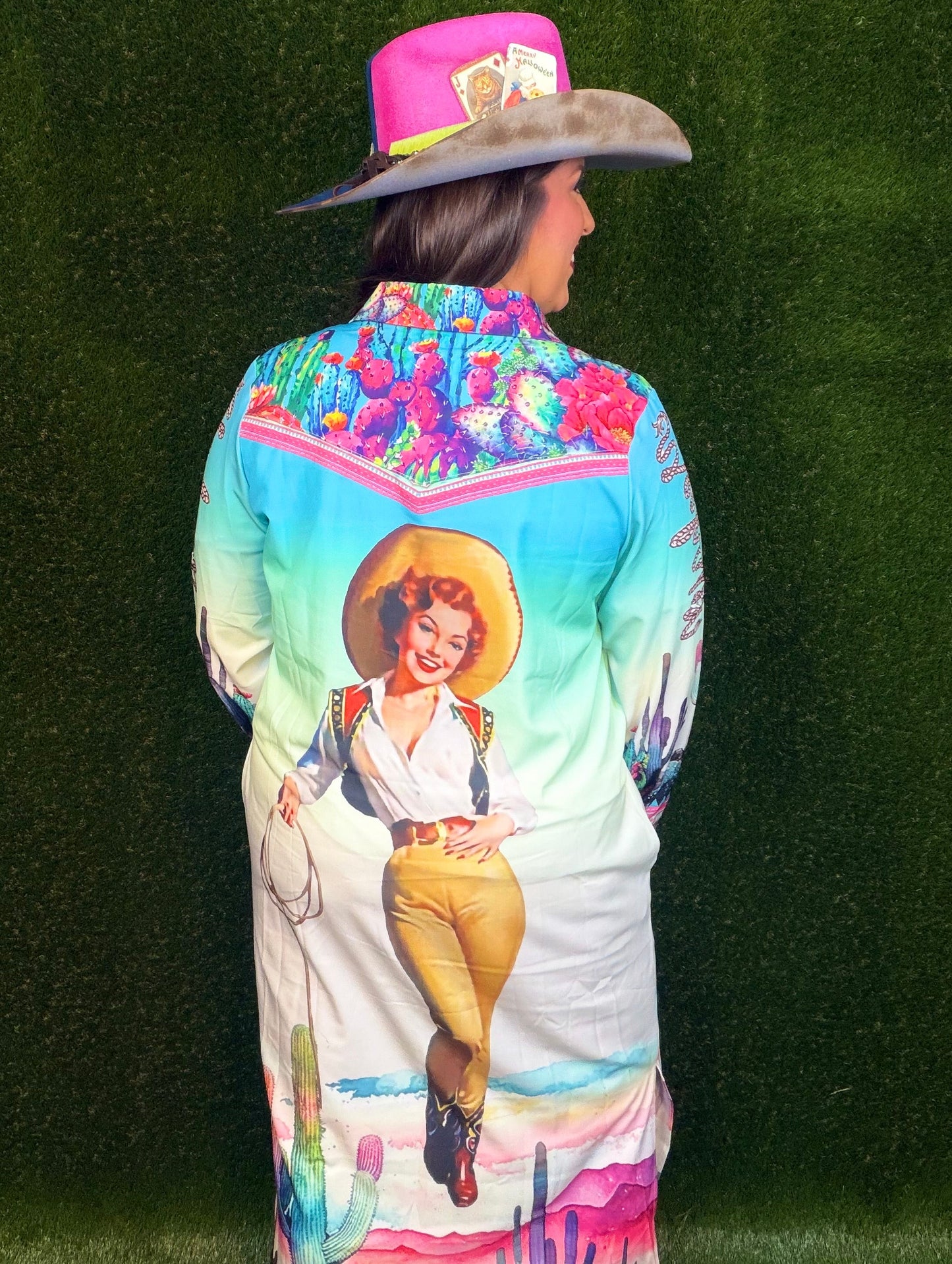 Yeehaw Colorful Cactus Cowgirl Duster