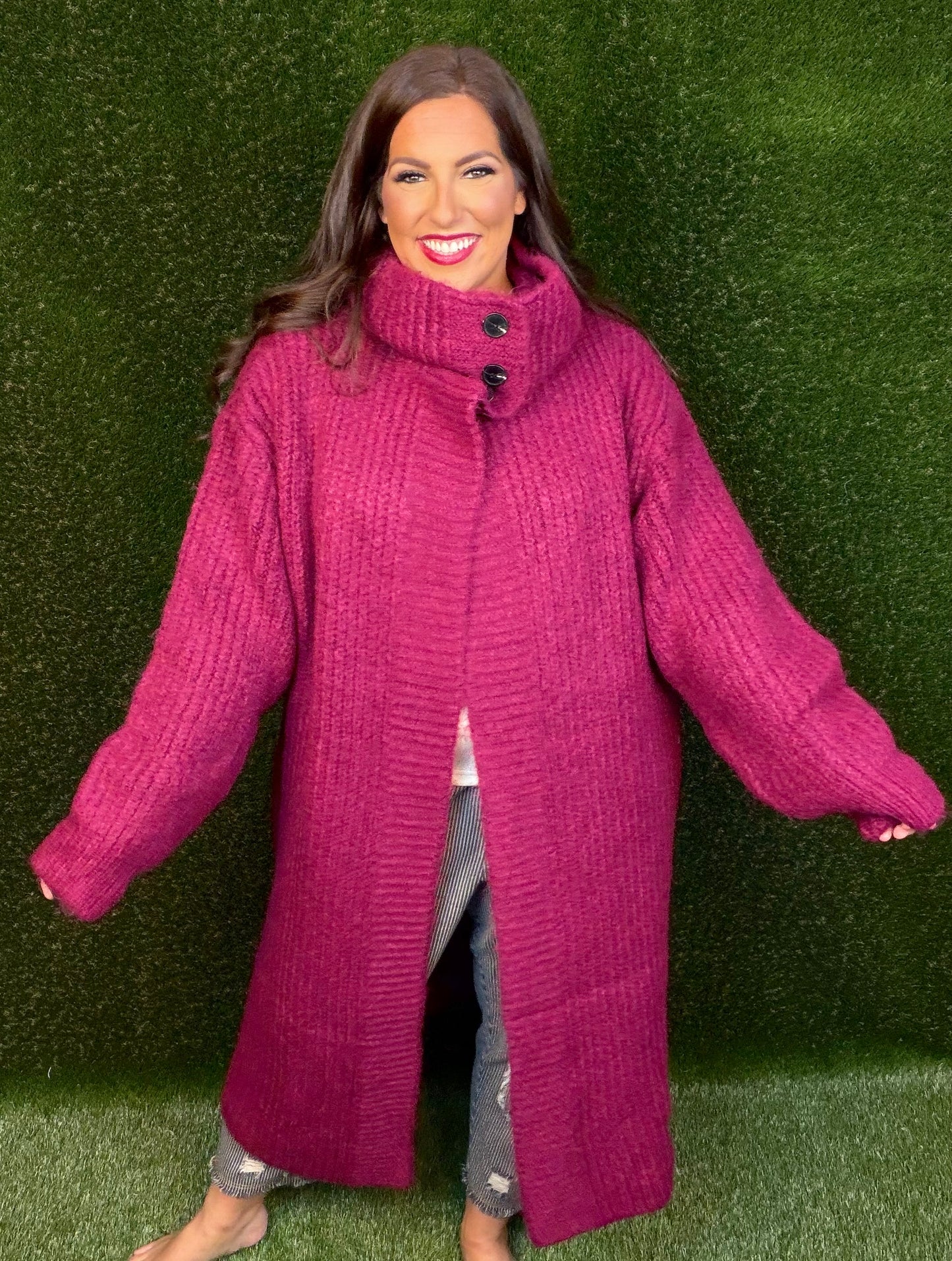 Keeping It Cozy Sweater - Raspberry