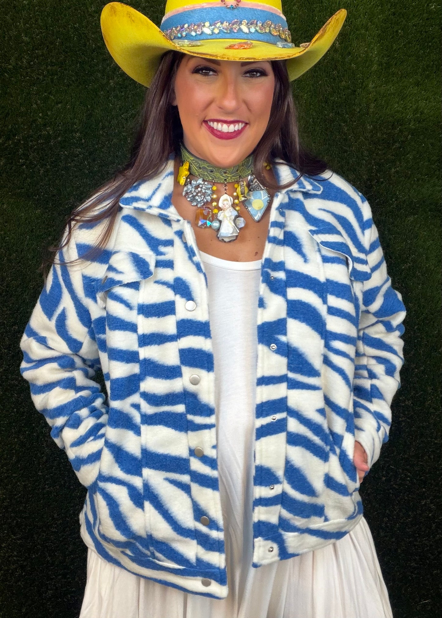 Cozy Caribbean Zebra Jacket - Blue
