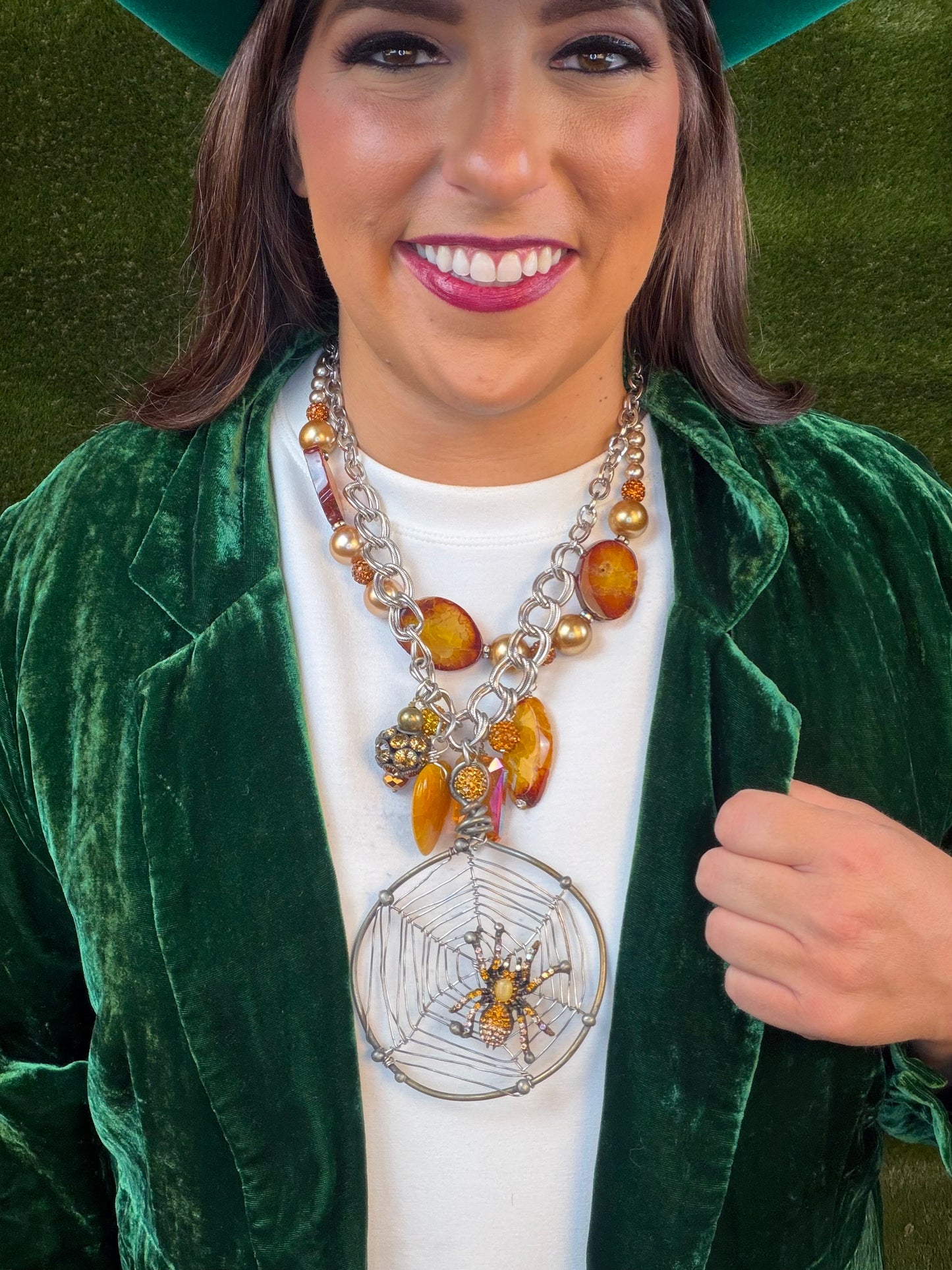 Tangled Web Necklace - Bronzy Gold