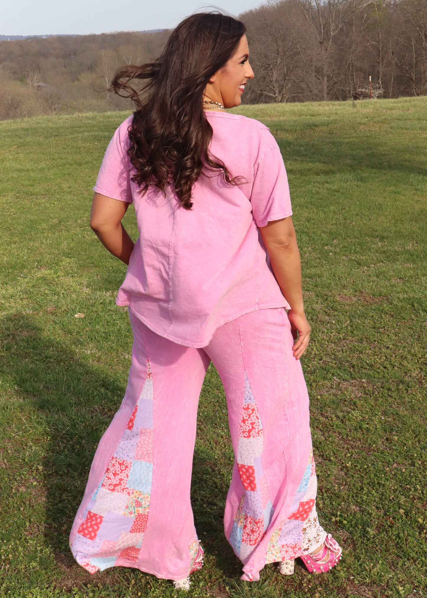 Candy Flare Matching Pant Set - Bubblegum Pink