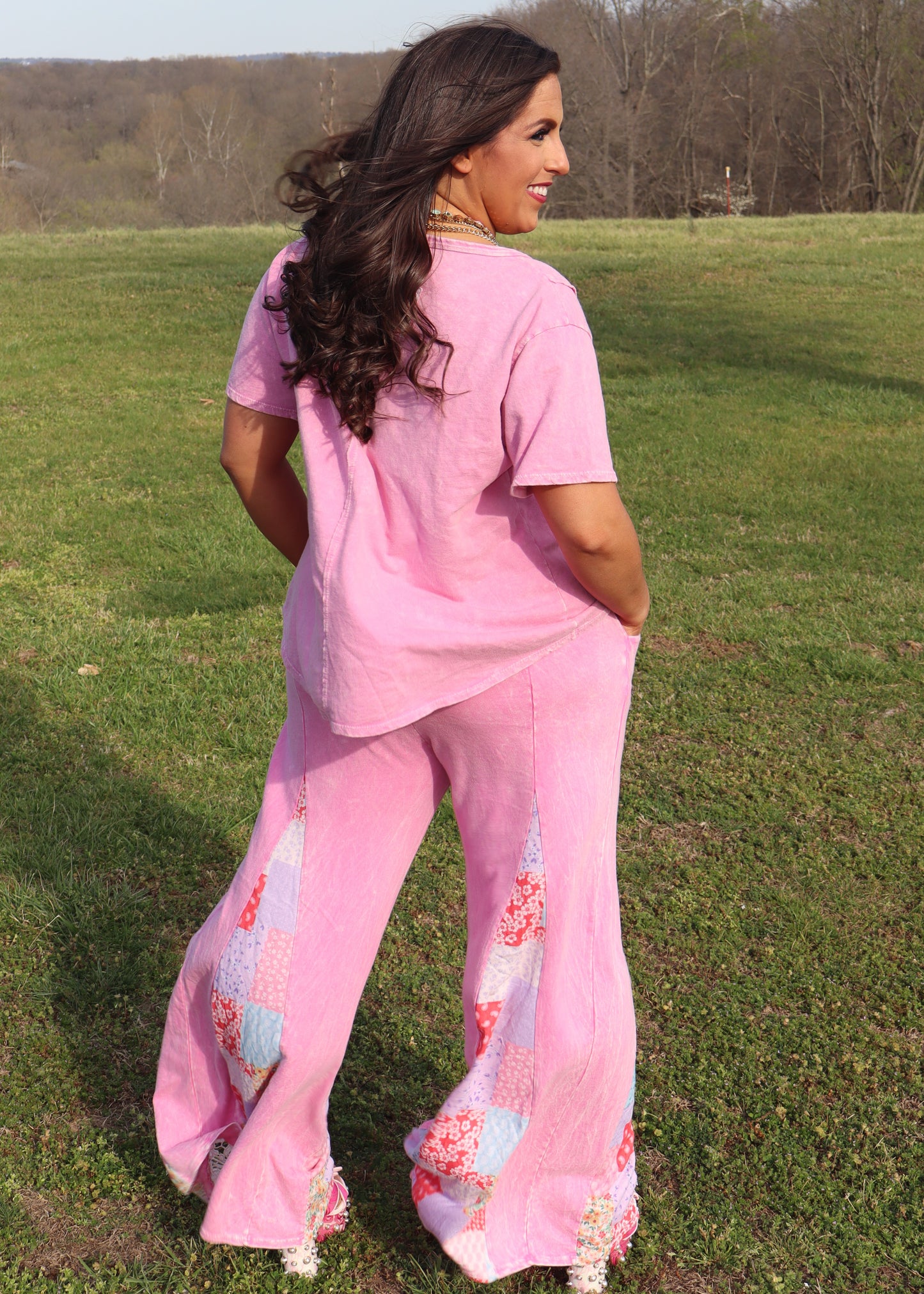 Candy Flare Matching Pant Set - Bubblegum Pink