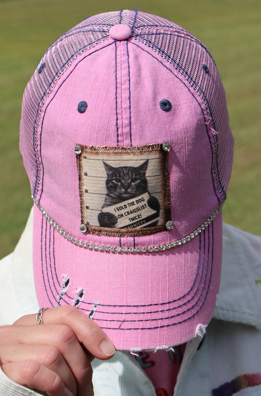 Cat Mugshot Baseball Cap - Pink