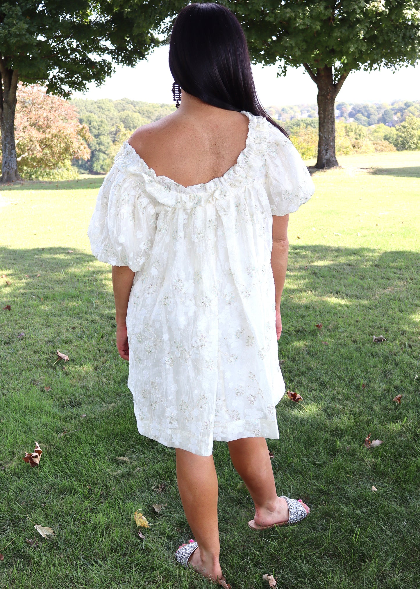 Cherish Me Babydoll Dress - Cream Gold