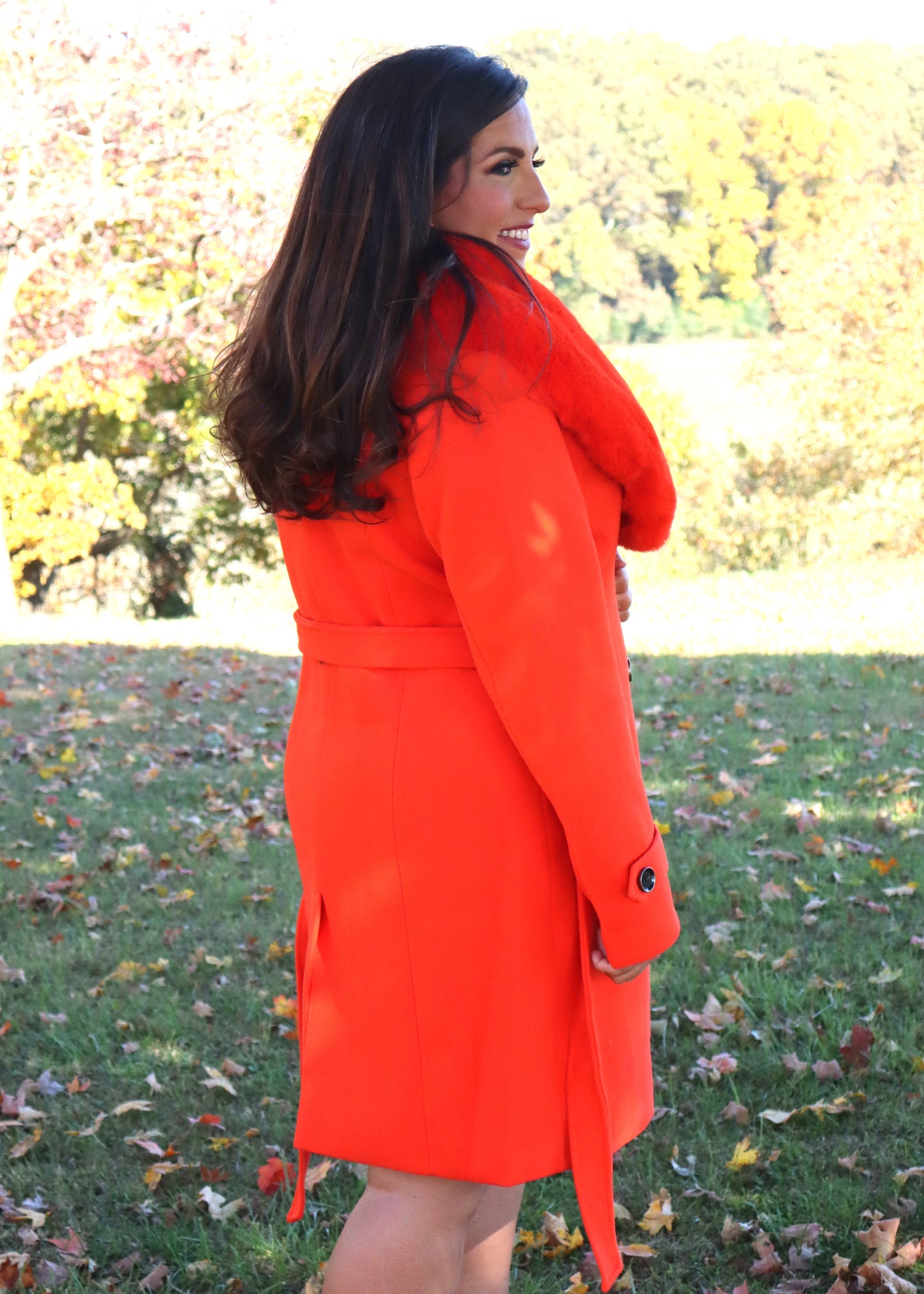 Citrus Solstice Faux Fur Coat - Orange