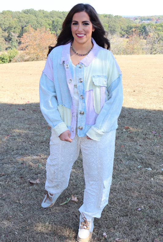 Corduroy Mixed Jacket Lavender Combo