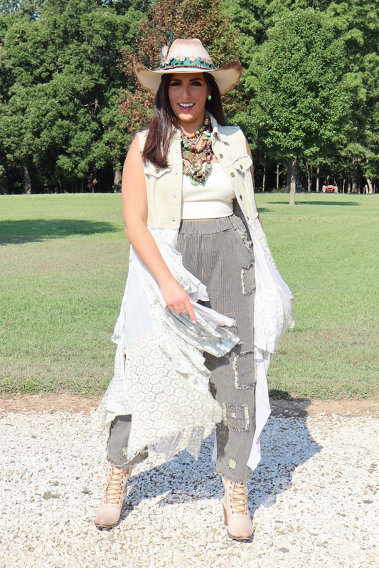 Corduroy Vest With Tiered Handkerchief Skirt