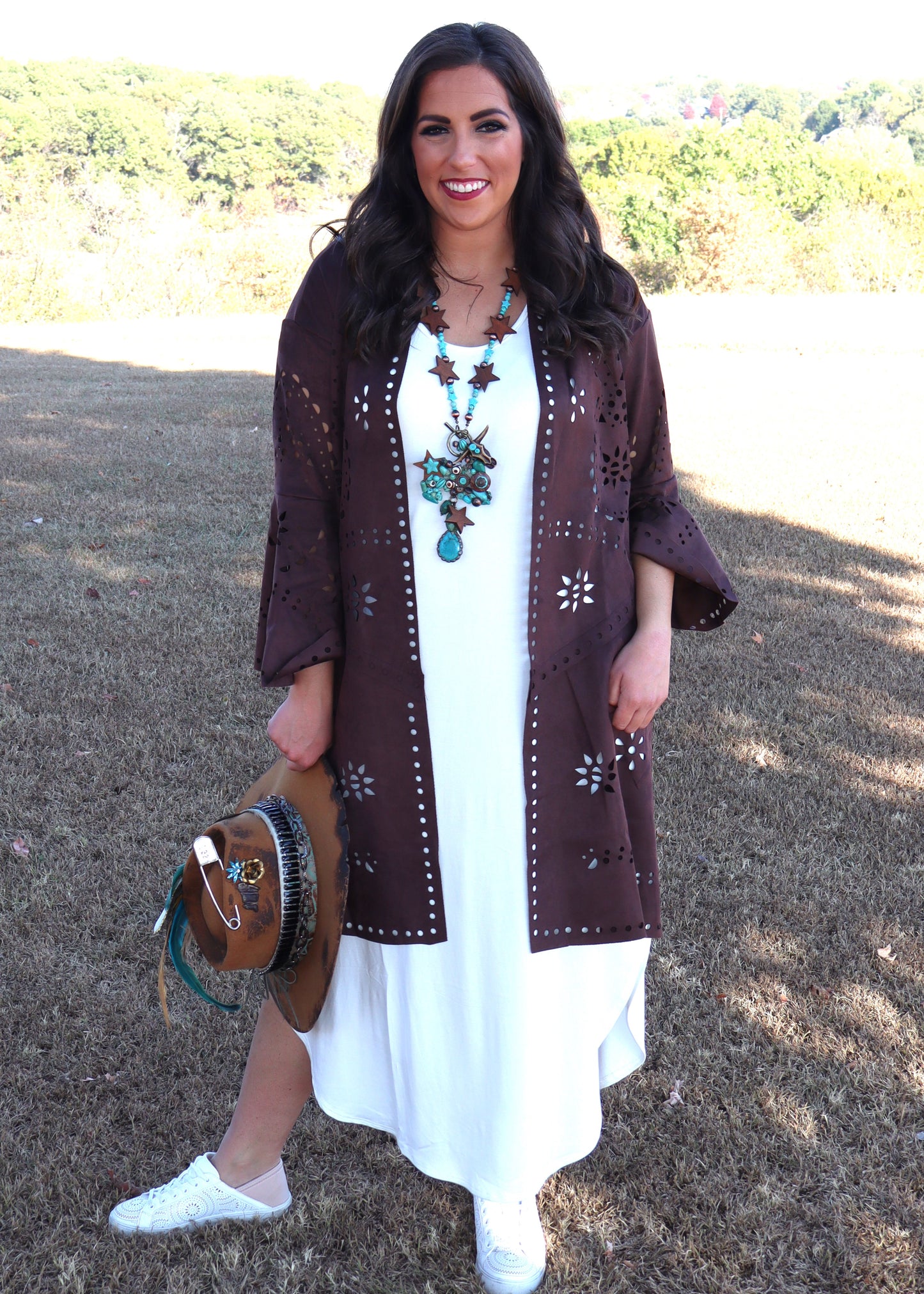 Hey There Cowgirl Kimono - Chocolate Brown
