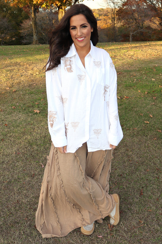 Cowgirl Linen Button-Up - White