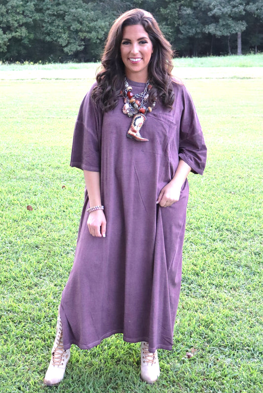 Cute Comfort Dress - Plum Purple