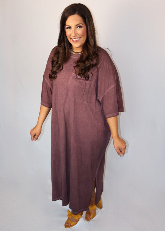 Cute Comfort Dress - Plum Purple
