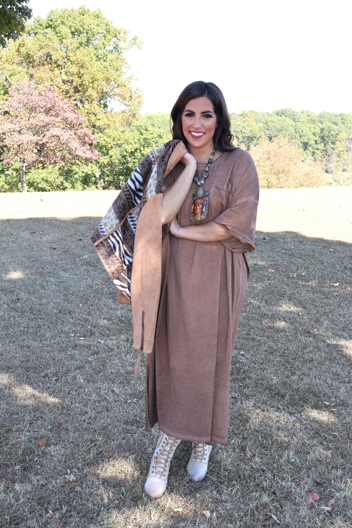 Cute Comfort Dress - Chocolate Brown