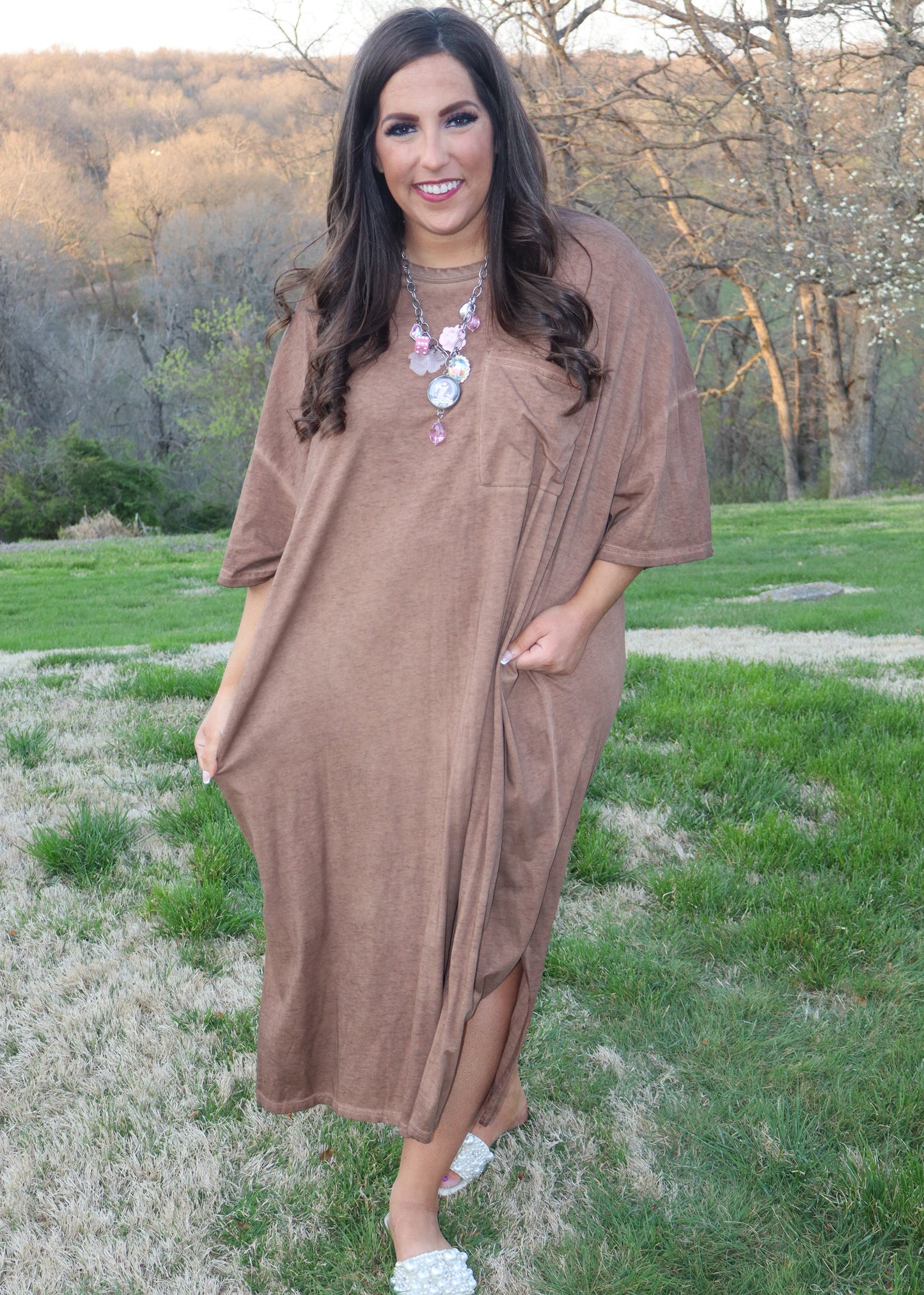 Cute Comfort Dress - Chocolate Brown