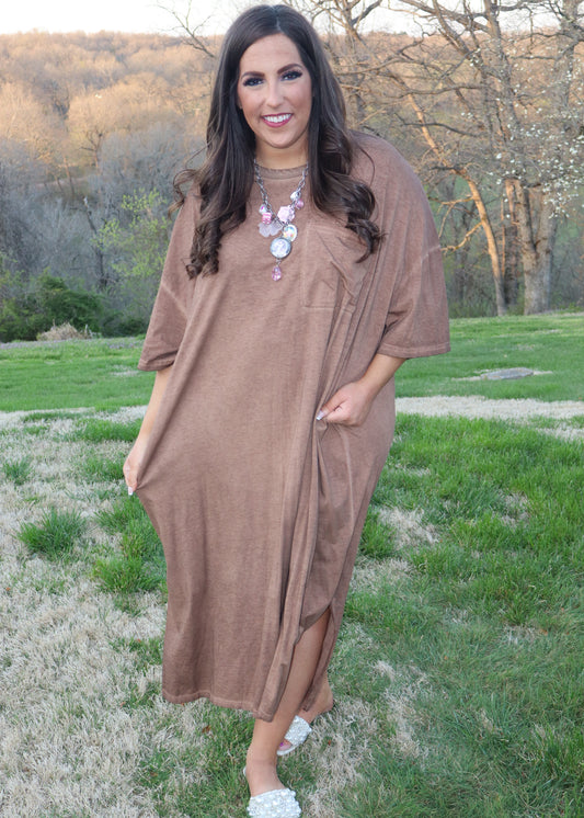 Cute Comfort Dress - Chocolate Brown