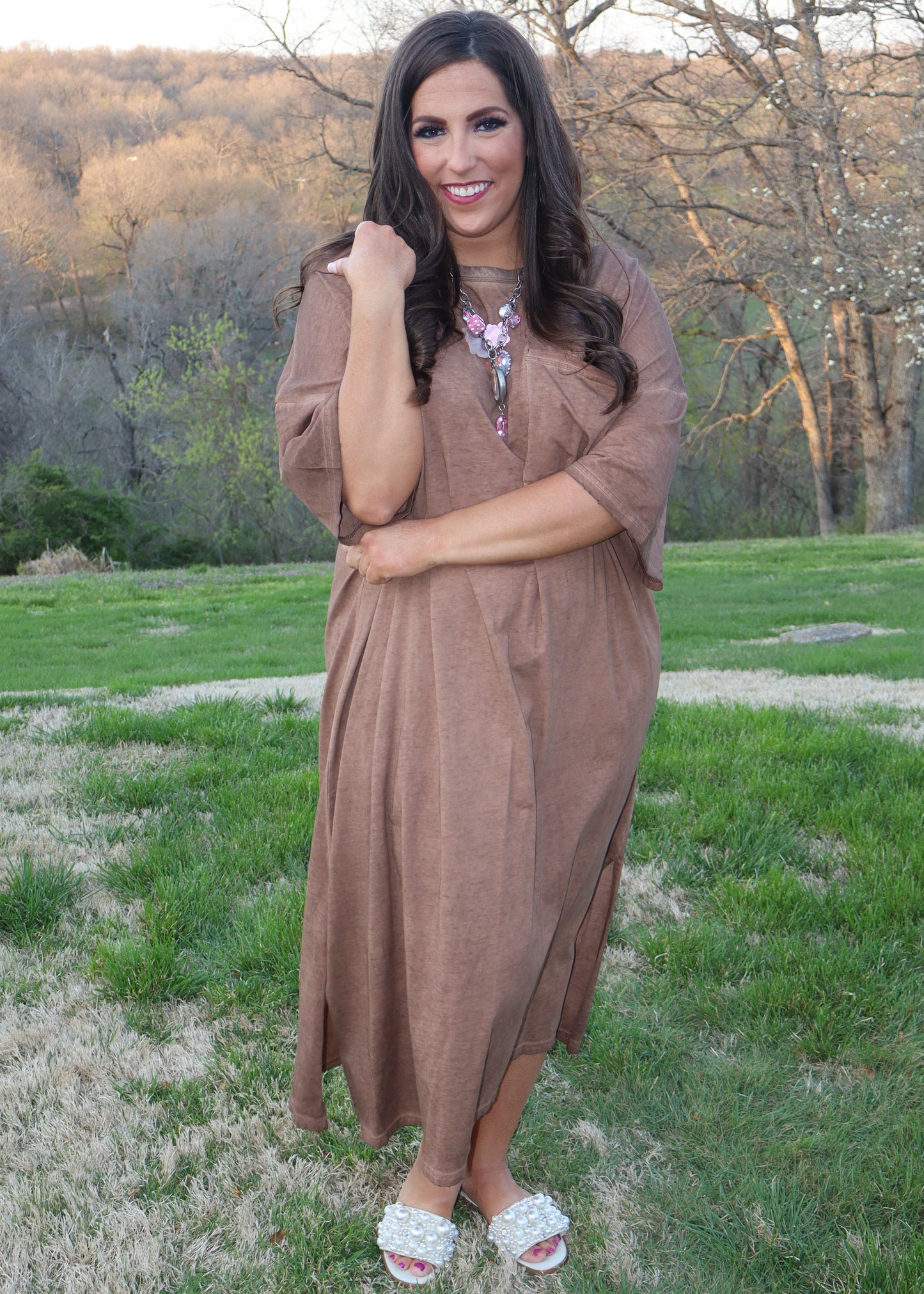 Cute Comfort Dress - Chocolate Brown