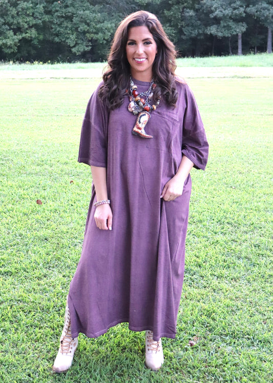 Cute Comfort Dress - Plum Purple