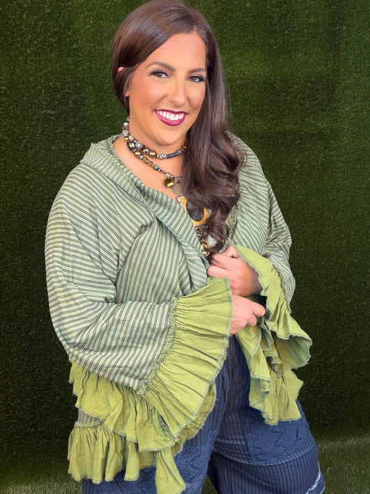Stripe It Up Cardigan - Green