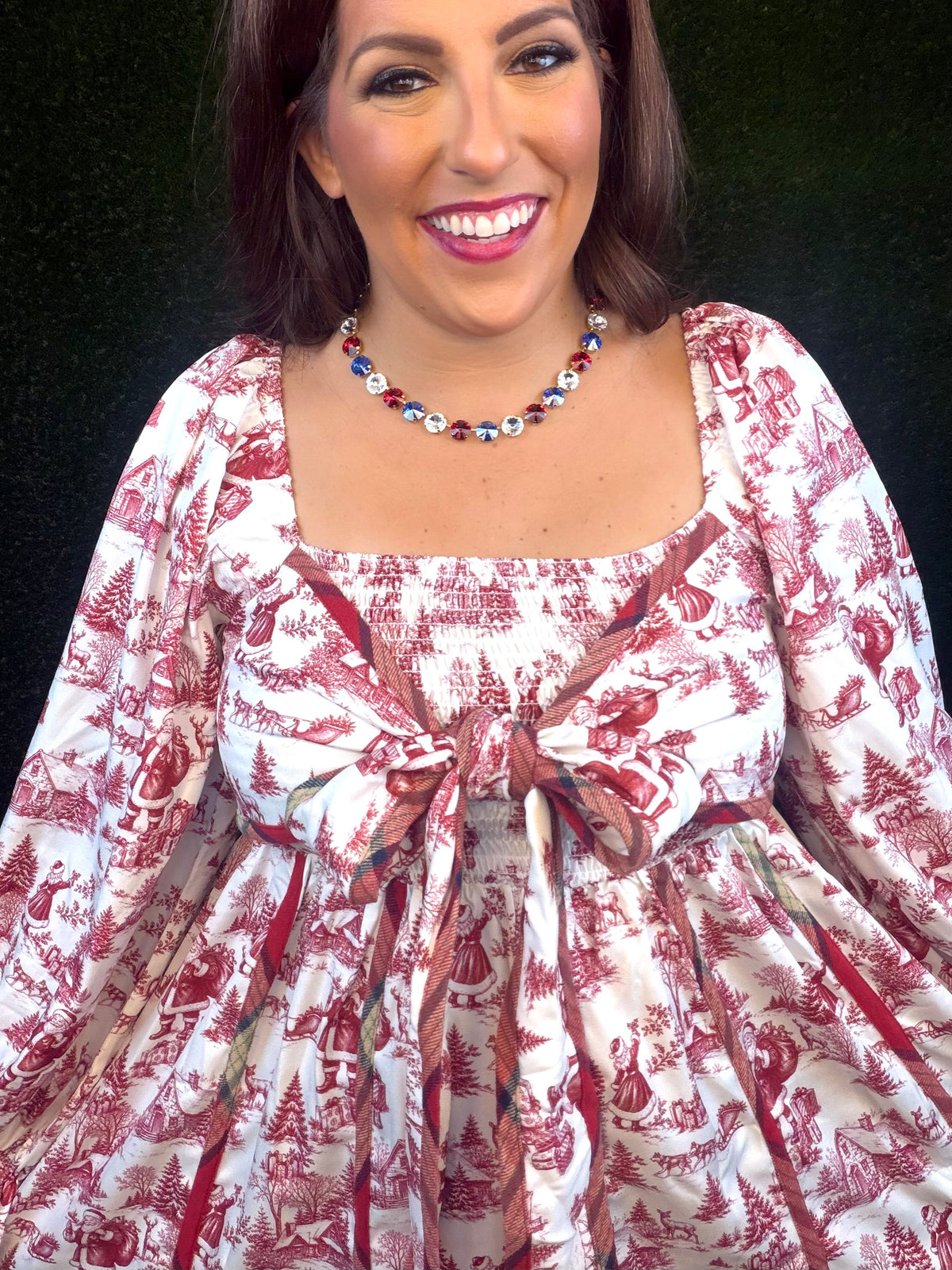 Santa Baby Toile Maxi Dress - Burgundy